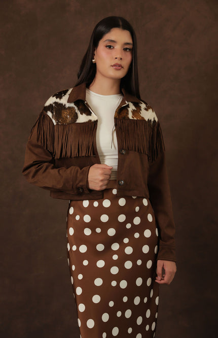 Chaqueta Western Café con Flecos
