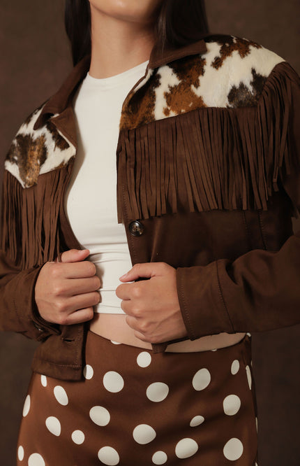 Chaqueta Western Café con Flecos