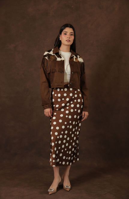 Chaqueta Western Café con Flecos