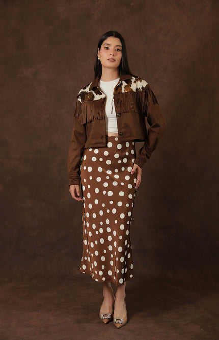 Chaqueta Western Café con Flecos