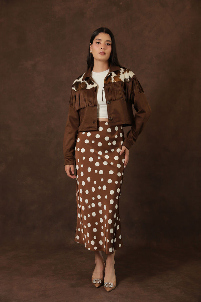 Chaqueta Western Café con Flecos