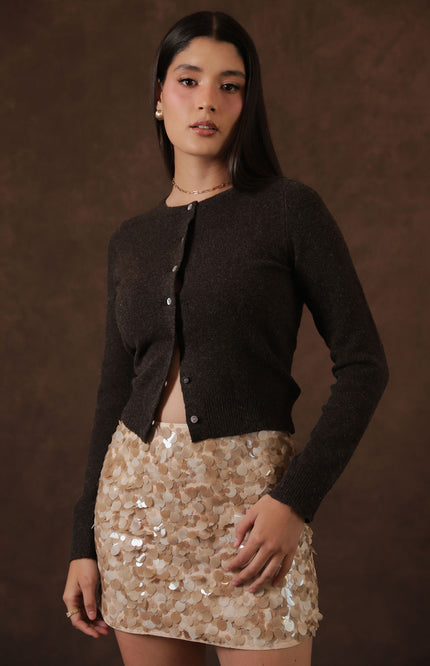 Cárdigan Tejido Gris Oscuro