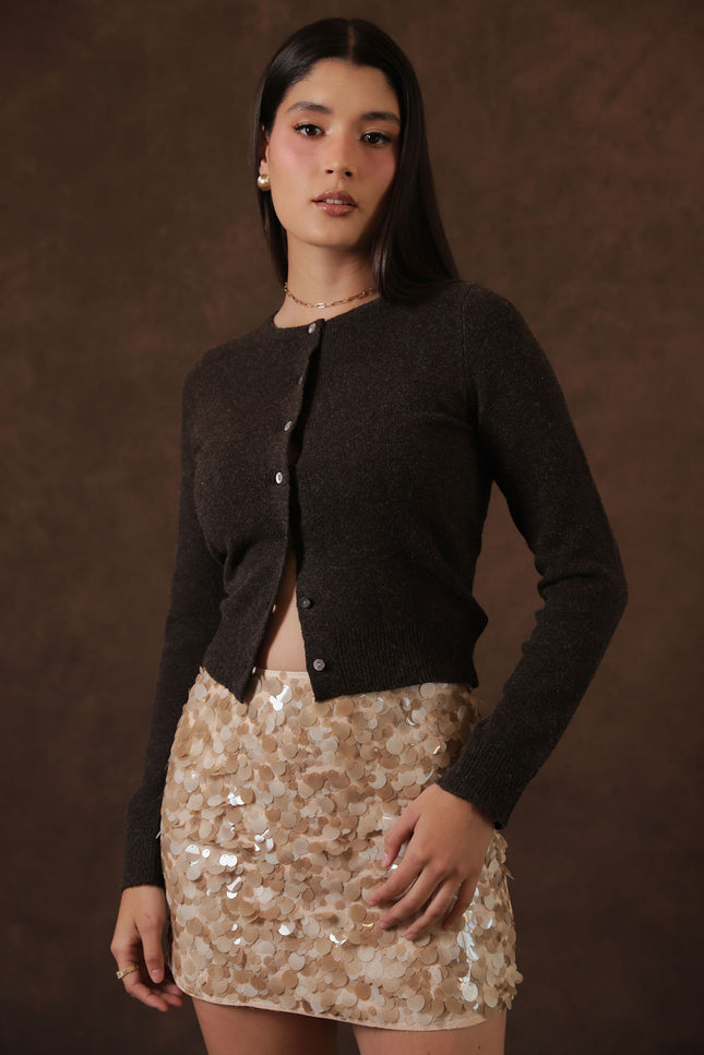 Falda Mini Nude con Lentejuelas