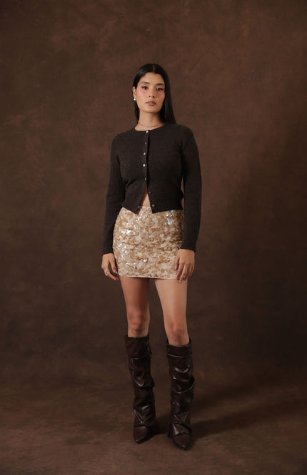 Cárdigan Tejido Gris Oscuro